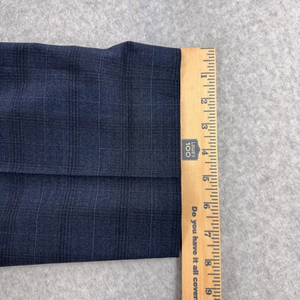 Hart Schaffner Marx Dress Pants Mens 48x31 Blue Plaid Wool Stretch Classic‎